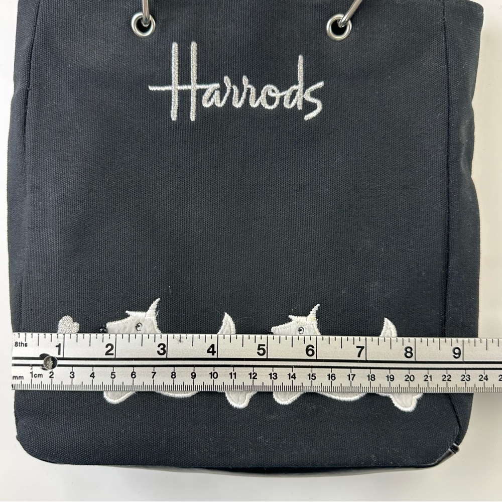Harrods Scottie Dog Mini Tote canvas double handle zip top Knightsbridge bag - Picture 9 of 12